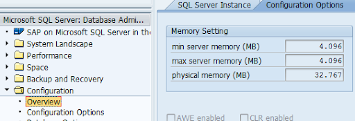 SAP ST04 SQL Server memory settings